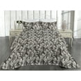 thumbnail image 2 of Ambesonne Tropical Leaves Quilted Bedspread Set 3 Pcs, Boho Jungle Exotic, Twin, White Charcoal Grey, 2 of 4
