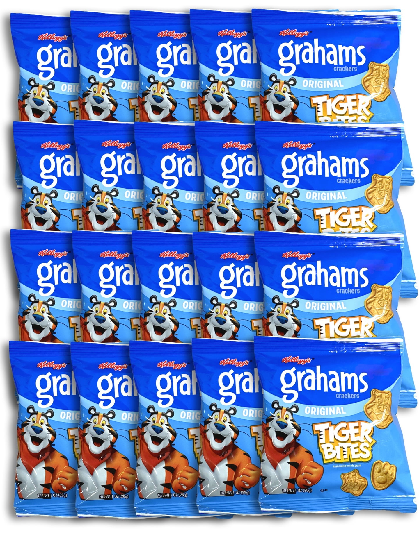 Tiger Bites Grahams Crackers 1 Oz Bags | Original | Pack of 20