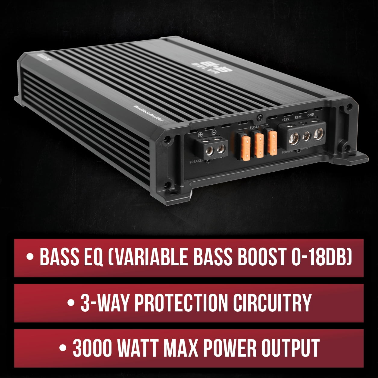 Belva BXD3K Class-D Monoblock Car Audio MOSFET Amplifier 3000W w/ Remote Subwoofer Control