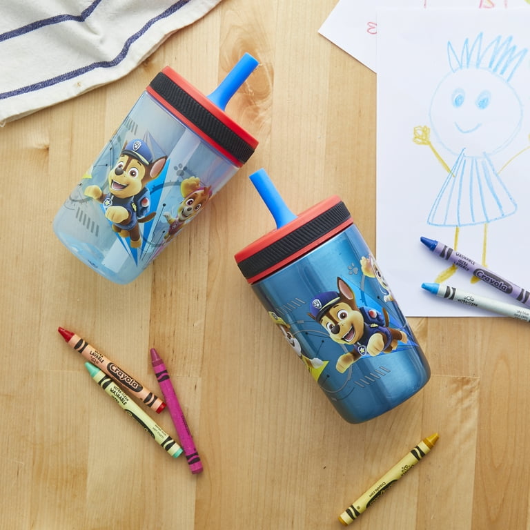 Zak Designs 15 oz Travel Straw Tumbler Plastic and Silicone with Leak-Proof  Valve for Kids, 2-Pack Bluey