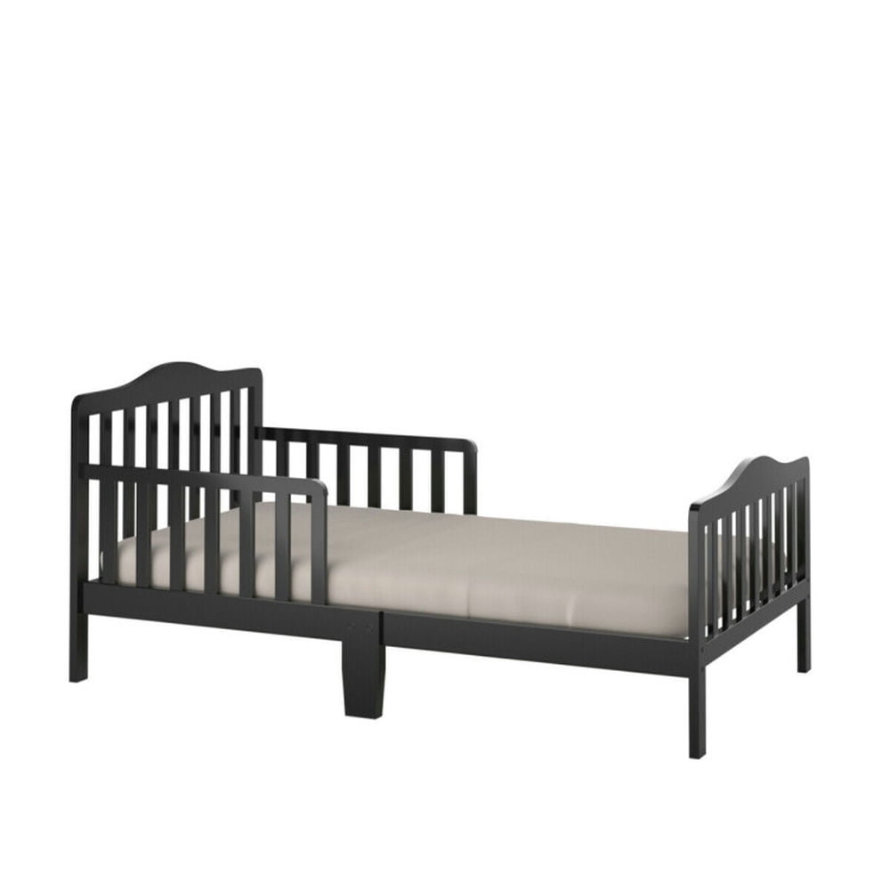 GVN Classic Design Kids Wood Toddler Bed Frame with Two Side Safety Guardrails-Black, Baby Bed for Sleeping and Sleepovers GVN Classic Design Kids Wood Toddler Bed Frame with Two Side Safety Guardrails-Black, Baby Bed for Sleeping and Sleepovers