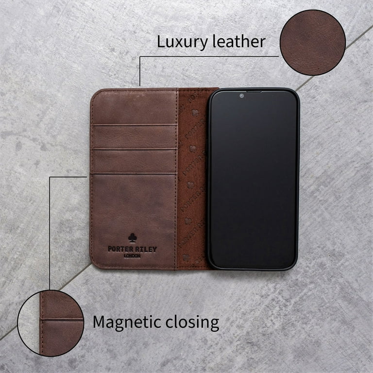 PORTER RILEY - Leather Case for iPhone 11 (6.1). Premium Genuine Leather  Stand/Cover/Wallet/Flip Case 