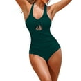 thumbnail image 1 of Plus Size Swimsuit for Women Spring Summer Solid Color Beach Vacation Casual Plus Size Tankini Swimwear Green, 1 of 4