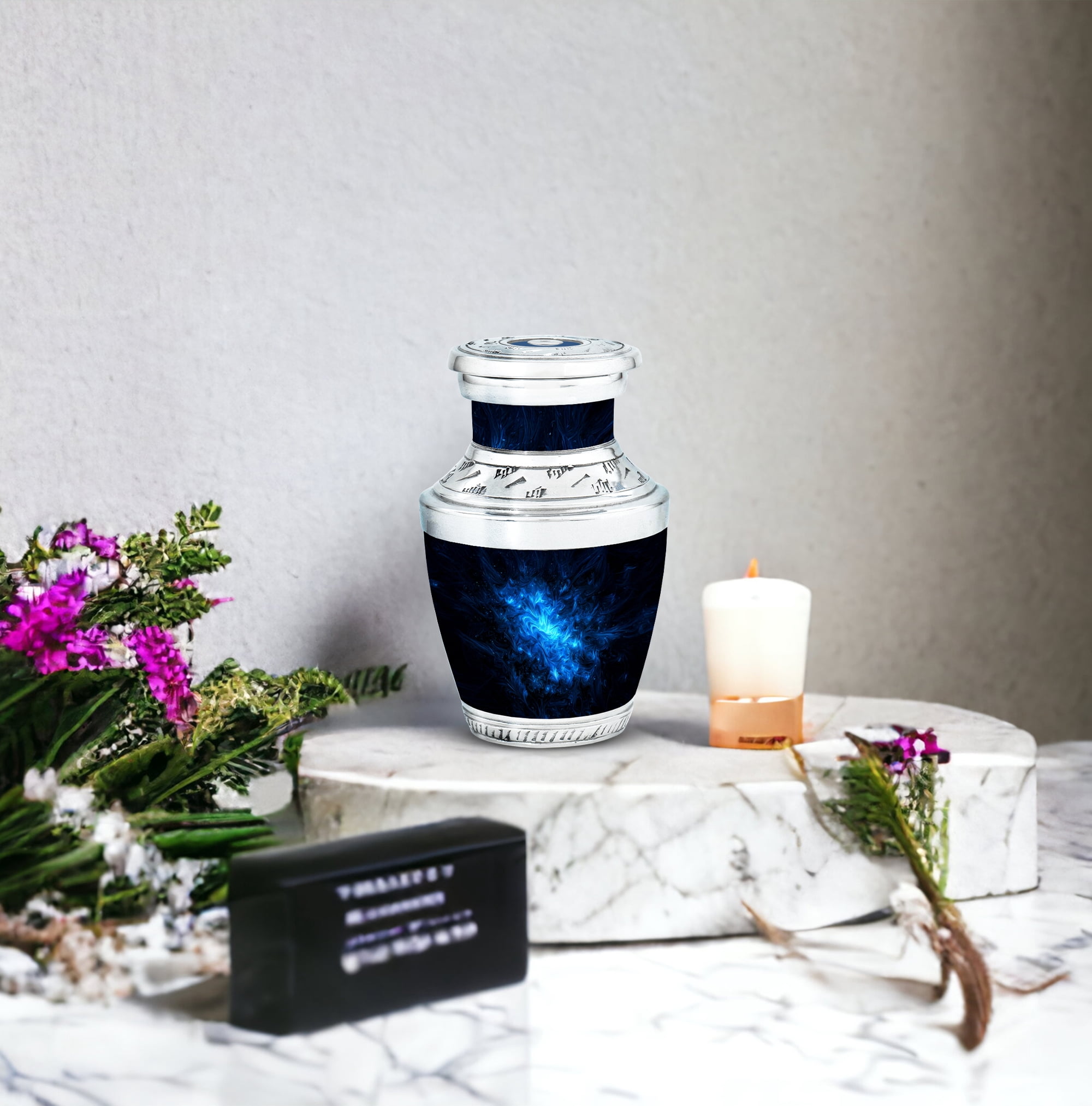 MUKTIVE Abstract Cremation Urns for Human Ashes Adult Female - Blue Keepsake Memorial Urns for Adult Male - Mini Decorative Funeral Urn - Burial Urn for Human Ashes - 3 inch