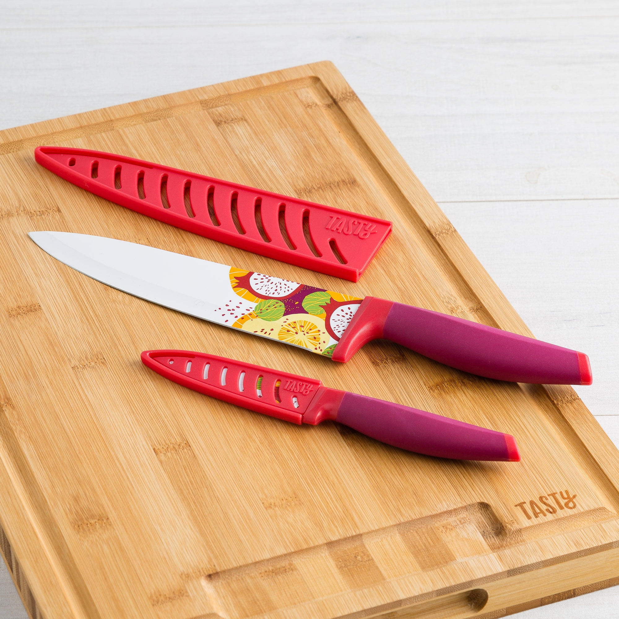 Mainstays Tasty Red Printed Knife Set, 2 Piece