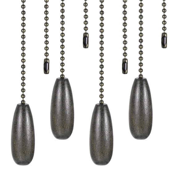 Wooden Ceiling Fan Pull Chain, 4Pcs 12" Decorative Pendant Extension Chains, Coffee Color