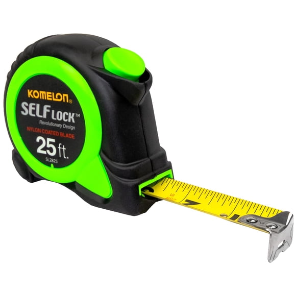 Cinta métrica Komelon SL2825, hoja de nailon con cierre automático de 7,5 m