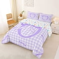 thumbnail image 2 of Erosebridal Letter O Initial Monogram Queen Comforter Set,Purple Bow Aesthetic Bedding Comforter Set For Kids,Colorful Stars Reversible,3pcs, 2 of 7