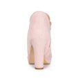 thumbnail image 2 of BLISSFUL STEP Women's Round Toe Platform Block Heels Ankle Booties Dust Pink 6, 2 of 6