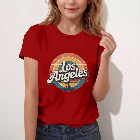NAISIBABY Girls Graphic Tees 10T, Short Sleeve Fashion Casual Tees Crew Neck Kids Summer Tops Clothes Red