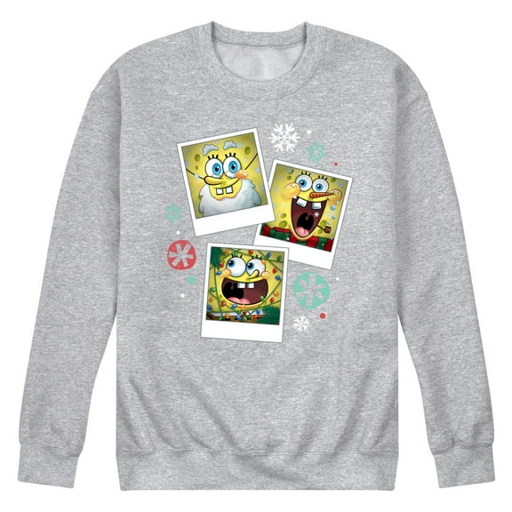 SpongeBob SquarePants - Christmas Photo Collage - Men's Crew Neck Fleece Pullover