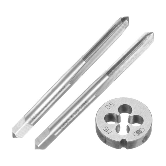 Uxcell 3 Pieces Metric Hand Tap and Die Set M5 x 0.5 Taper/Plug Thread Taps & Round Threading Die