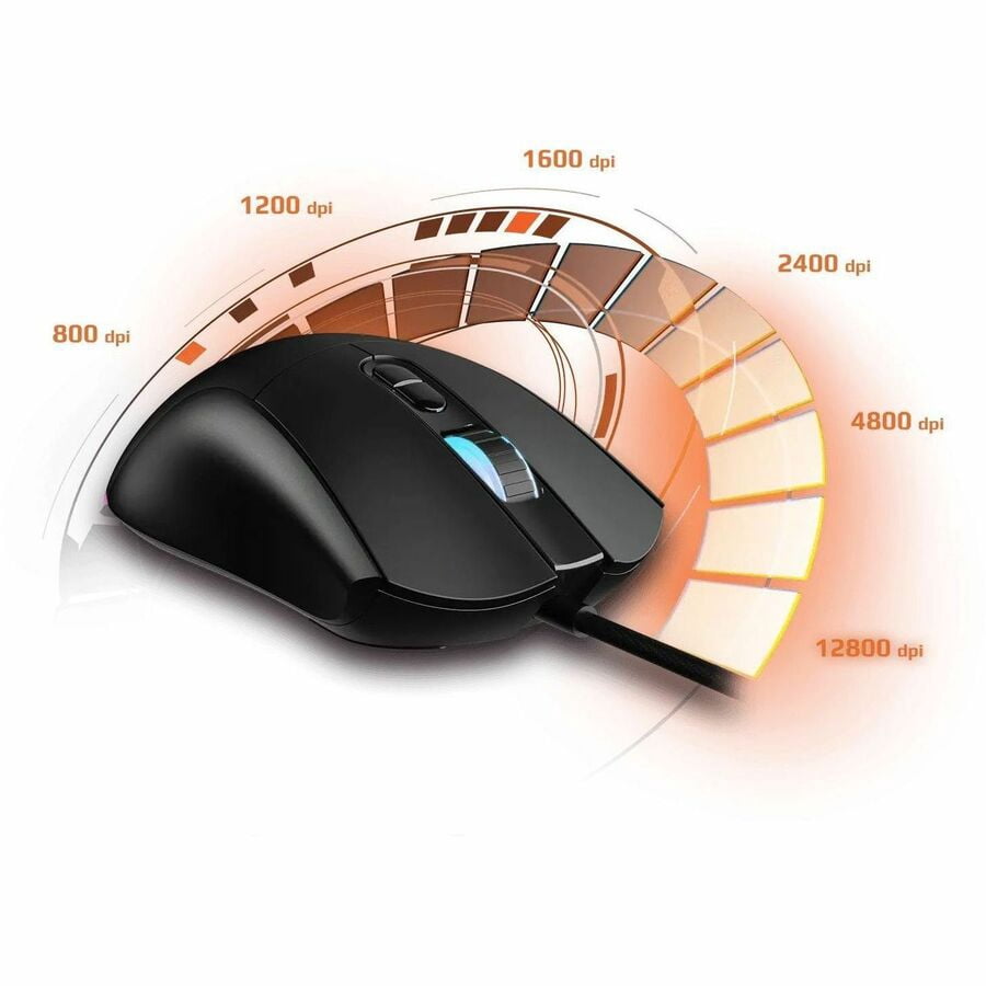 MSI FORGE GM320 Gaming Mouse - Optical - Cable - Black - USB 2.0 - 12800 dpi - 7 Button(s) - Left-handed - 1