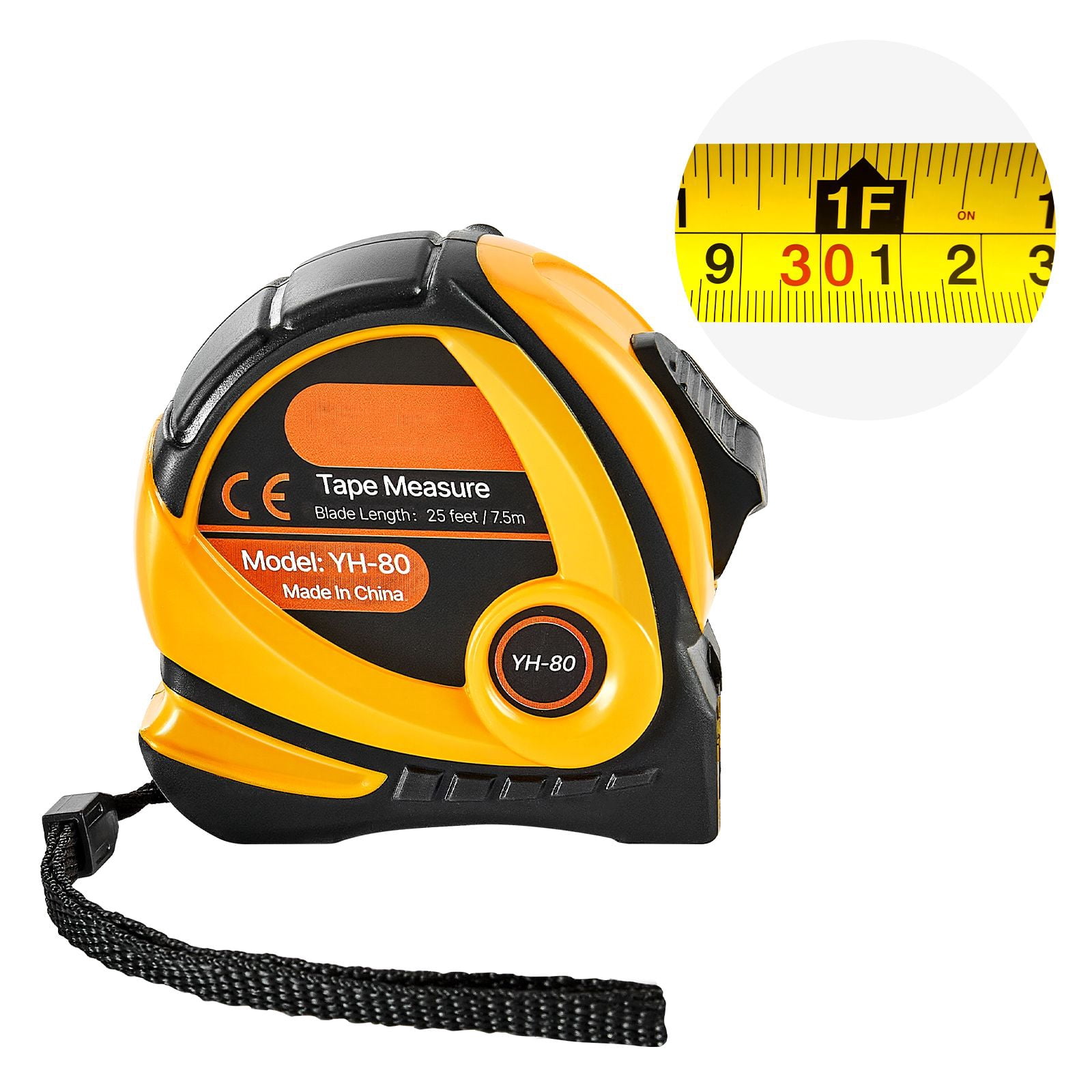 Dranite 25-Foot Tape Measure Retractable, ABS Material with Imperial/Metric