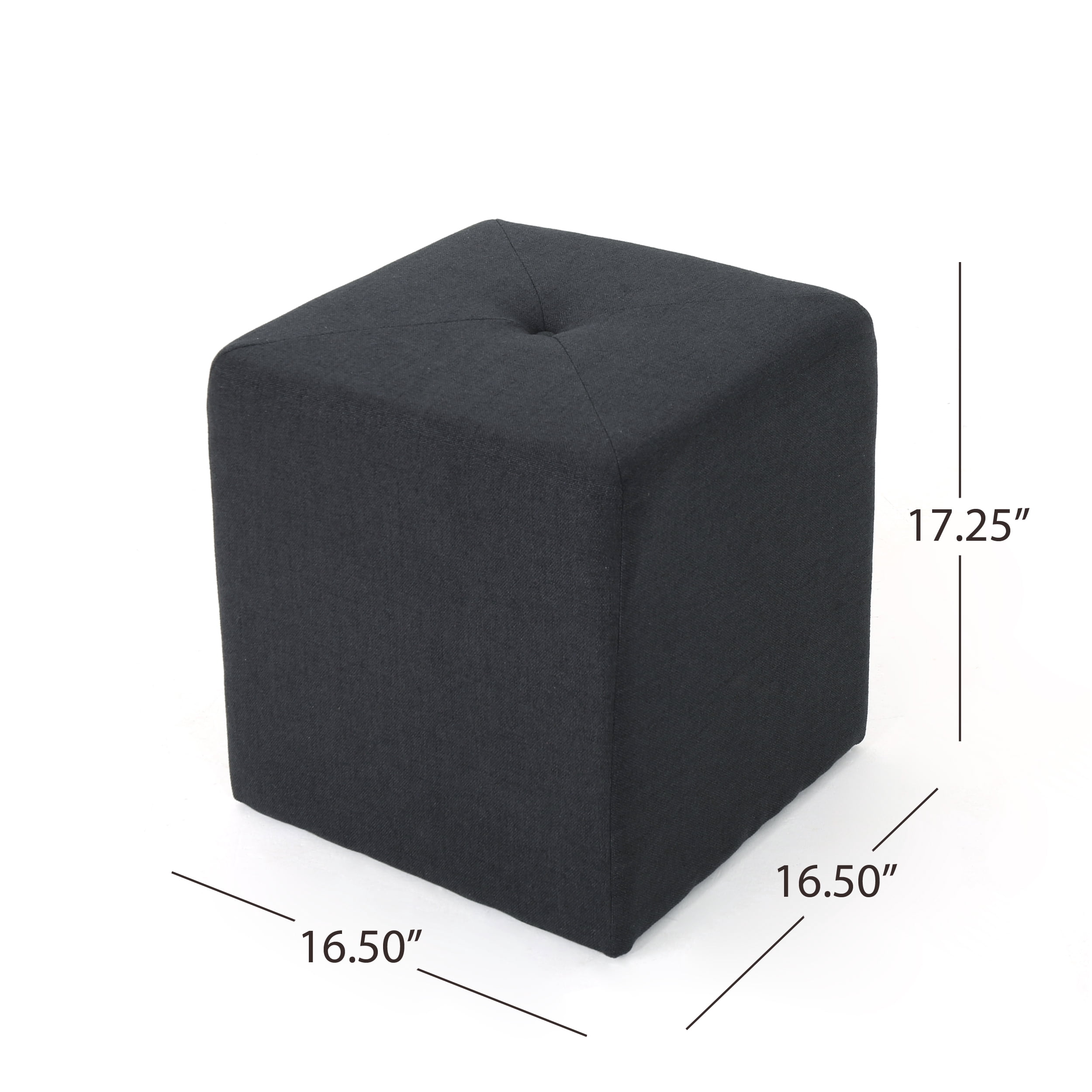 Noble House Brandon Fabric Square Ottoman,Dark Charcoal
