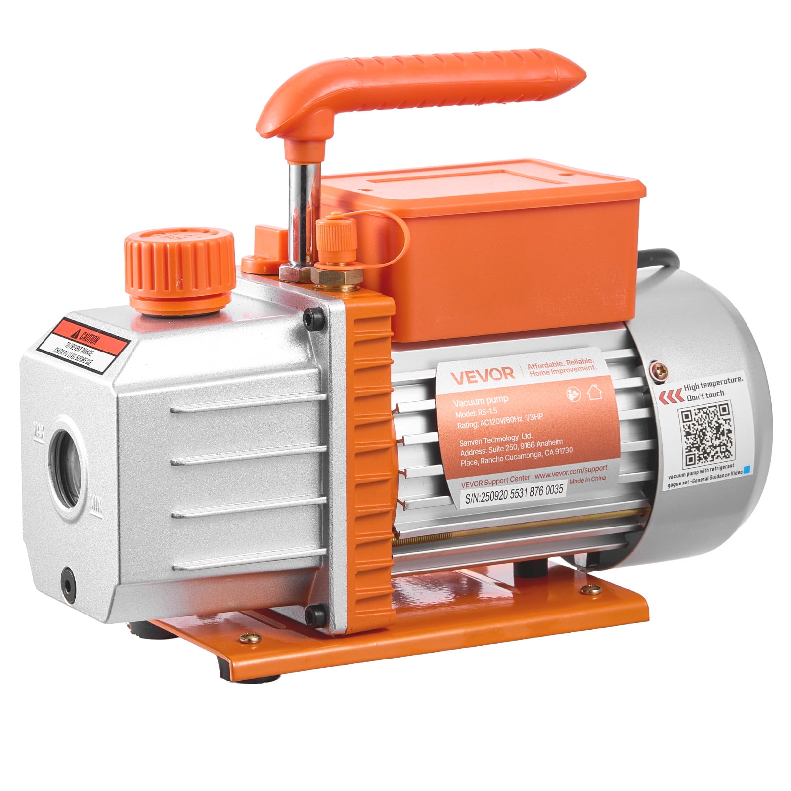 VEVOR 1/3HP AC Vacuum Pump, 4.5CFM Single Stage Rotary Vane HVAC Vacuum Pump, A/C&nbsp;Manifold Gauge Kit for R134a R22 R410a R1234YF R32