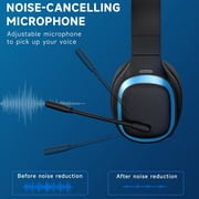 Ecomoment Wireless Gaming Headset for PS5, PC,Switch,Mac with Bluetooth 5.4, 2.4GHz USB PS5 Headset with Mic,Gaming Headphones with RGB Light, 70H Battery Life,Black-Blue