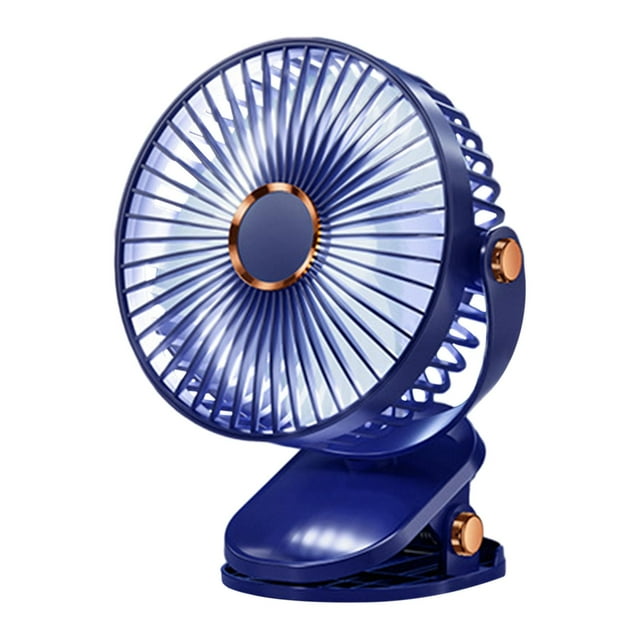 Mini ventilador con clip para interior y exterior 720 Escritorio portátil Ajustable USB Viaje 5 velocidades Multifunción Viento fuerte Ventilador de azul