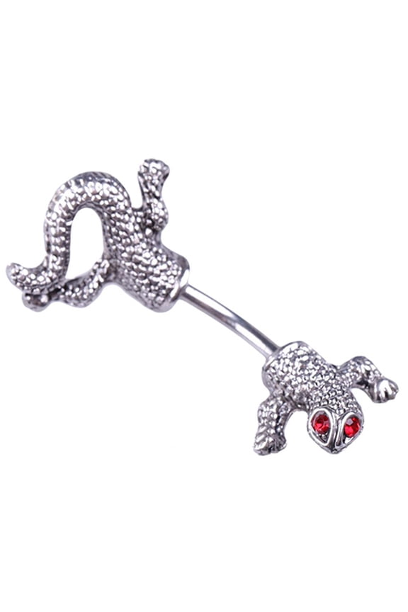 Women Punk Cool Lifelike Red Eye Lizard Design Belly Button Navel Ring