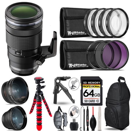 Olympus M.Zuiko Digital ED 40-150mm f/2.8 PRO Lens- 3 Lens Kit + Tripod + Backpack - 64GB Accessory Bundle