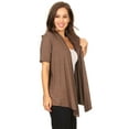 thumbnail image 3 of Women's Jersey Short Sleeve Solid Open Front Draped Casual Work Office Wear Cardigan MADE IN USA (S-3XL), 3 of 5