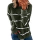 thumbnail image 1 of Gibobby Sudadera con forro polar Mujer Sudadera informal con cuello redondo para mujer, suelto de manga larga con rayas sólidas (Verde, L), 1 of 5