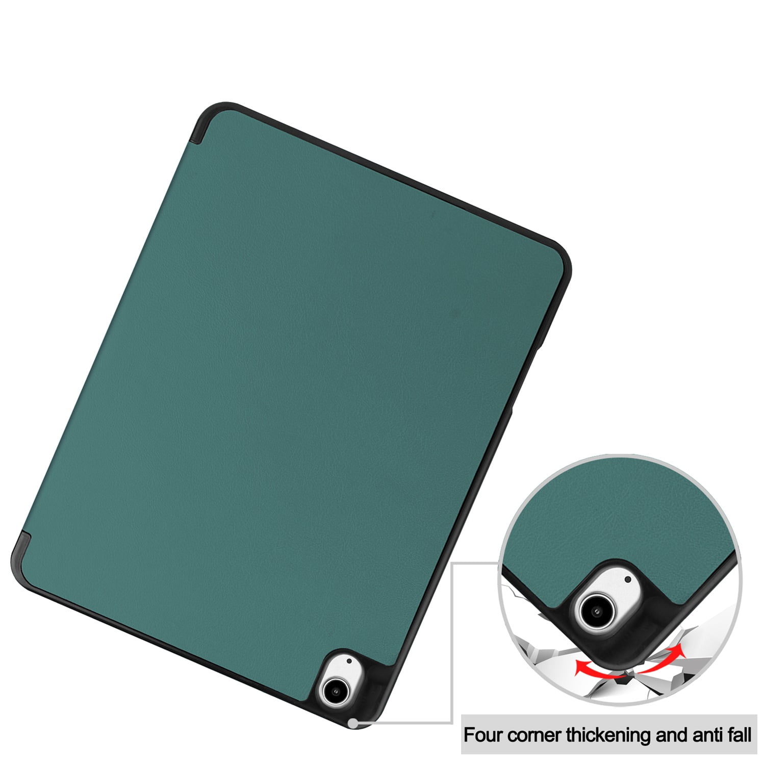 SaniMore for Apple iPad Air 13 (2024) Case, Auto Sleep/Wake, PU Leather Case with Tri-Fold Kickstand & Pencil Holder Shockproof Protective Cover for Women Men, Darkgreen