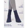 thumbnail image 3 of Hugh Ugoli Women's Cotton Diabetic Ankle Socks, Wide, Thin, Loose Fit and Stretchy, Seamless Toe & Non Binding Top, 4 Pairs, N. Blue, Shoe Size: 10-12, 3 of 7
