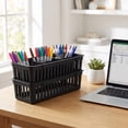 thumbnail image 5 of Stcellnmex White 3 Pack Slim Plastic Storage Baskets, 10.25 x 3.25 x 2.5 Inch Narrow Stackable Drawer Organizer Trays for Desk, Cabinet, Garage, 5 of 6