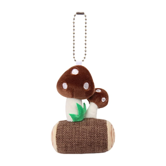 Lindo pequeño hongo peluche llavero decoración relleno bolso colgante adorno encanto Café Zulema llaveros de peluche