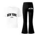thumbnail image 4 of Kiijoy Girls New York Print Short Sleeve T-Shirt Flared Pants Outfit Set, Sizes 7-13, 4 of 4
