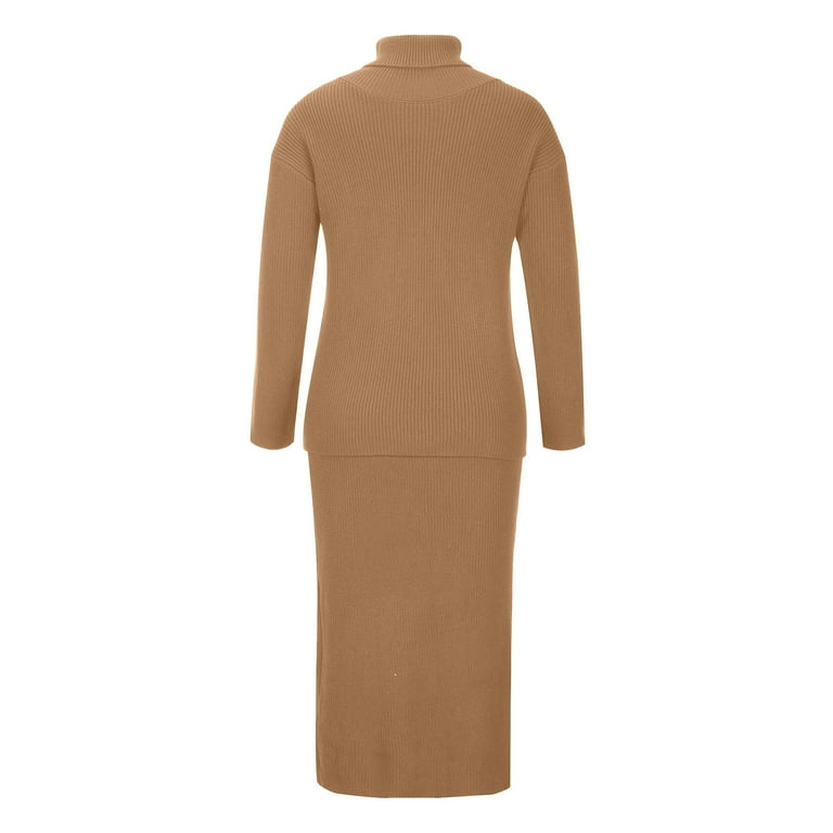 Casual Solid Solid Color Turtleneck Wrapped Skirt Dresses Casual Solid Solid Color Turtleneck Wrapped Skirt Dresses