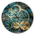 thumbnail image 1 of Designart 'Symmetrical Blue Gold Fractal Flower ' Modern wall clock, 1 of 4