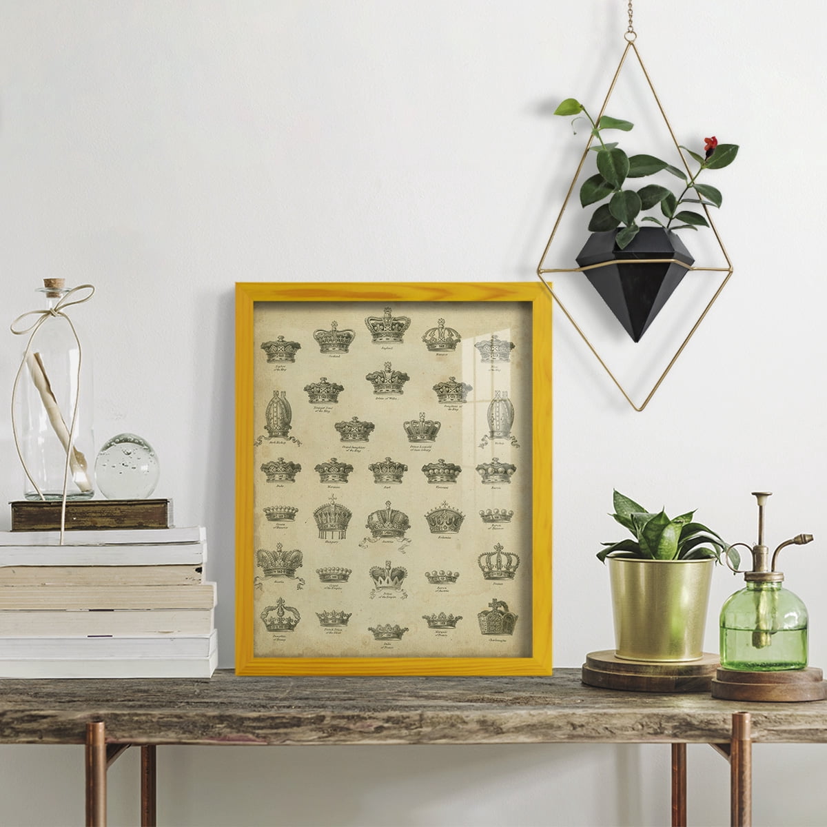 Heraldic Crowns & Coronets V -Framed Print w/glass-Sunflower Yellow