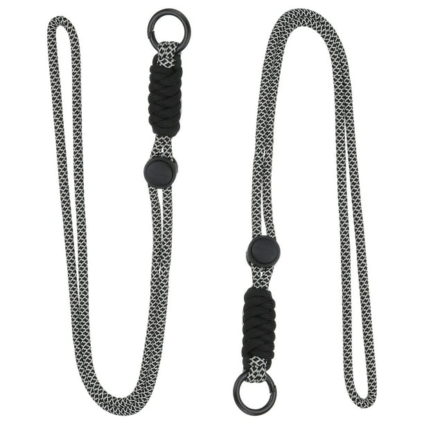 Uxcell 2 Pcs Collar de Cuerda Paracord, Collar Paracord con Anillo Dividido y Clip, Collar a Juego para Actividades al Aire Libre, Colgante de Bolsa, Llaves, Negro y Blanco