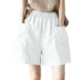 thumbnail image 2 of IUYRTFE Women's High Waist Loose Fit Summer Shorts with Pockets Elastic Waist Casual Straight Leg Bottoms, 2 of 5