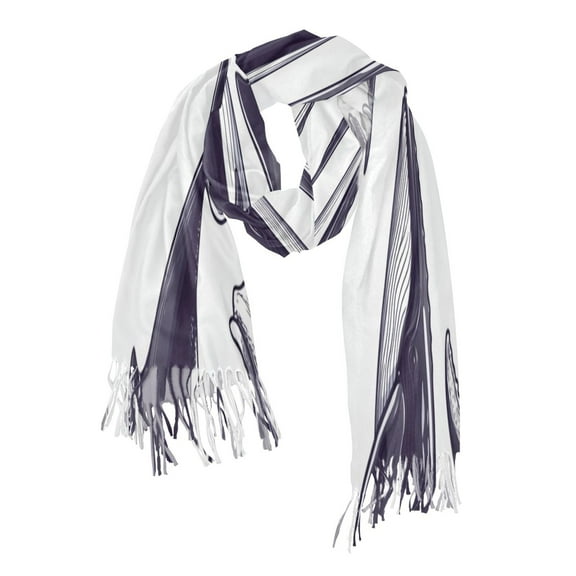 Illustrated Whales Pattern Soft Stylish Scarf 86.6''x30.7'' Lightweight and Warm, Breathable