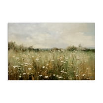 Stupell Industries Country Daisy Field Landscape Painting Gallery Wrapped Canvas Art Print Wall Art, 45 x 30