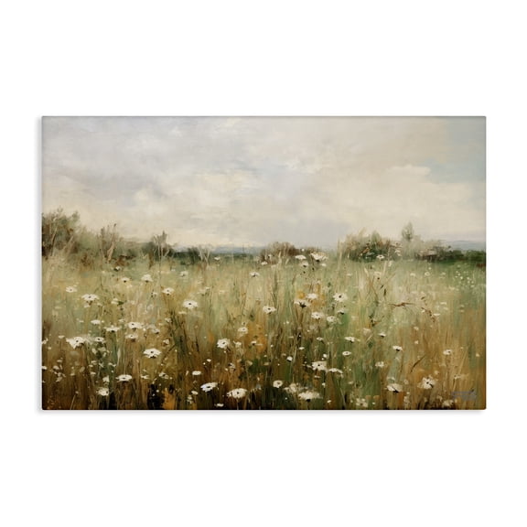 Stupell Industries Country Daisy Field Landscape Painting Gallery Wrapped Canvas Art Print Wall Art, 45 x 30