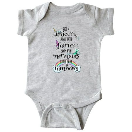 

Inktastic Ride a Unicorn Dance with Fairies Swim with Mermaids Gift Baby Boy or Baby Girl Bodysuit