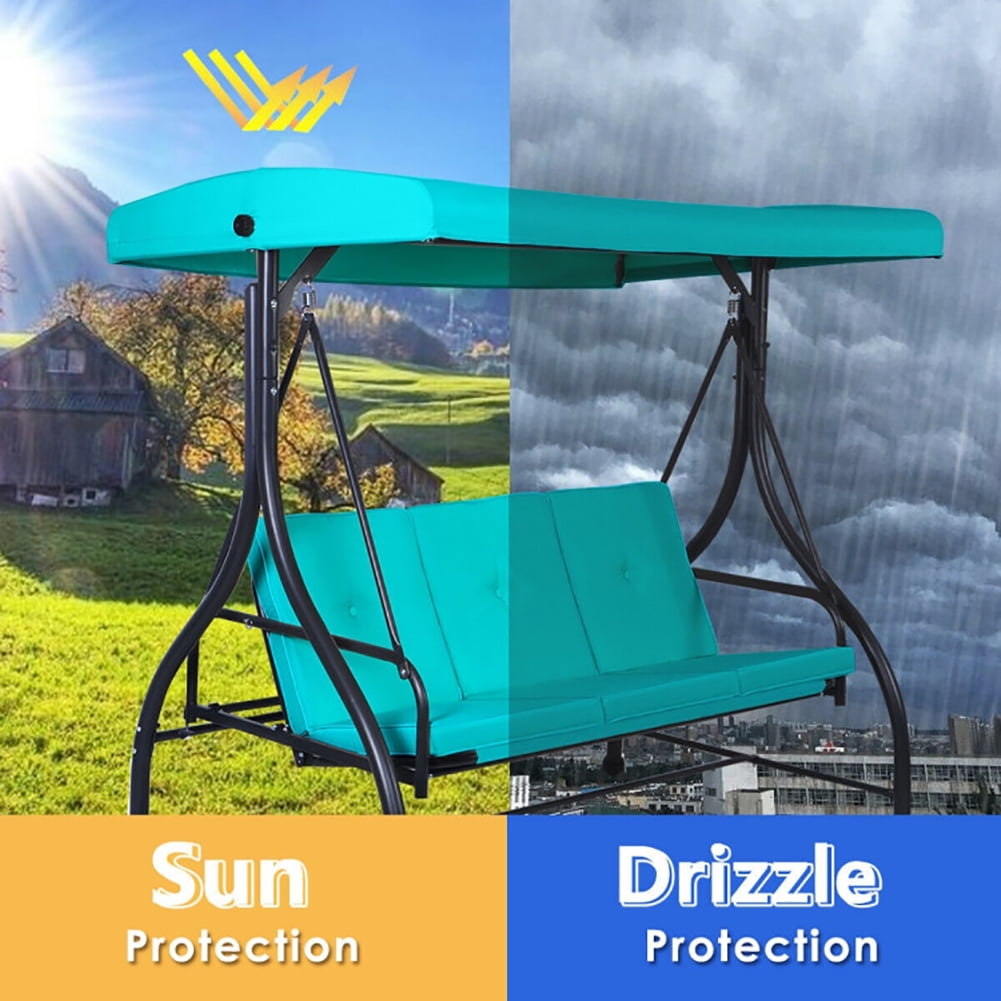 Aimee Lii 3 Seats Converting Outdoor Swing Canopy Hammock with Adjustable Tilt Canopy, Swing Chair Outdoor, Turquoise