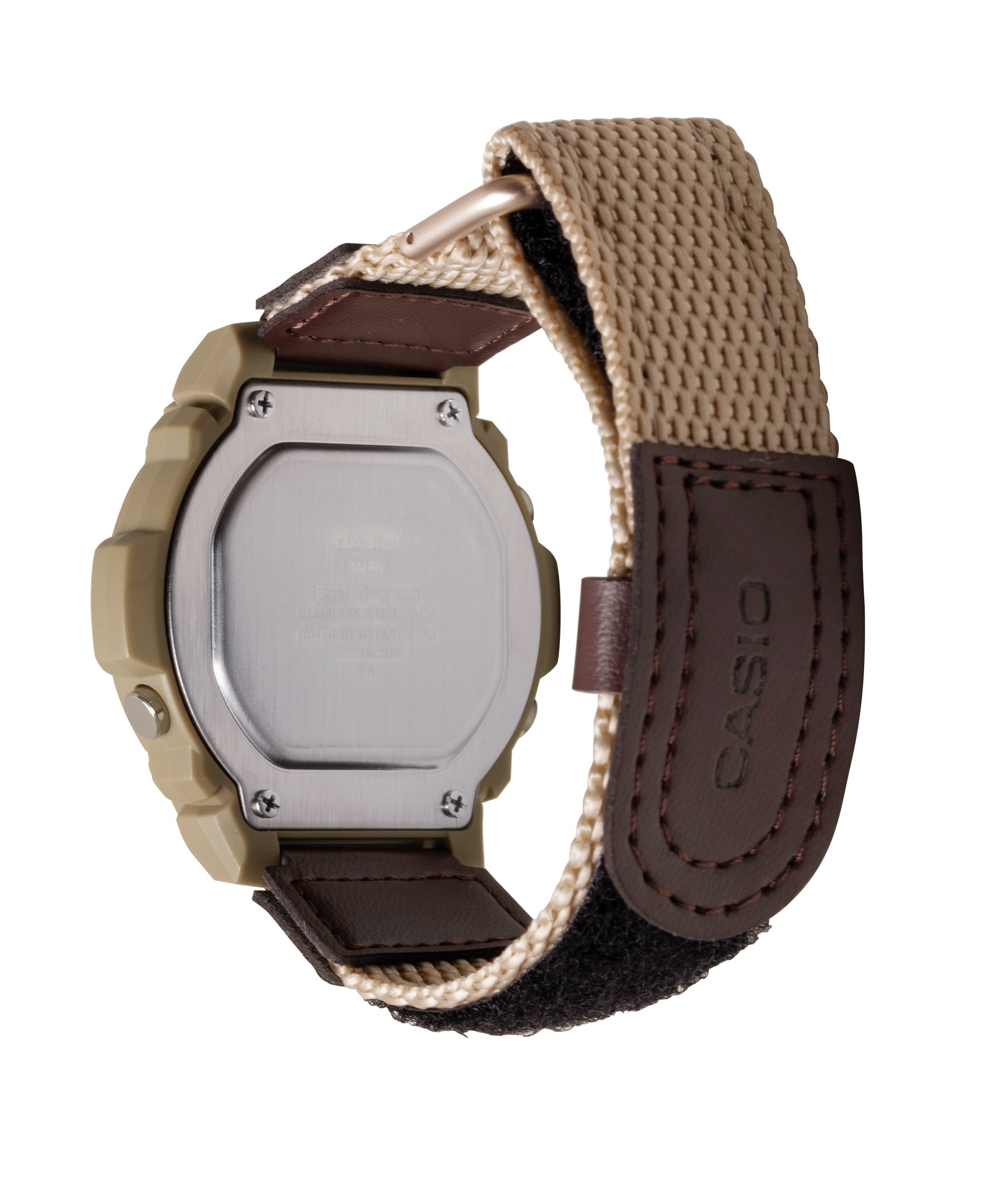 Casio Mens Digital Cloth Band Wristwatch, Tan