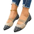 thumbnail image 6 of Polka Dot Mary Jane Flats, Elastic Strap Slip-On Shoes, Women's Polka Dots Mesh Ballet Flats Bowknot Pointed Toe Ballerina Flats Closed Toe Comfortable Casual Work Shoes, Khaki 6.5, 6 of 7