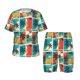 thumbnail image 1 of Balery Colorful Hawaii Palms Conjunto de Pijama Infantil de Manga Corta con Estampado – Ropa de Dormir de Algodón Suave-X-Large, 1 of 6
