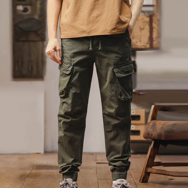 Mceream Pantalon Cargo Léger pour Homme, Randonnée en Plein Air, Pantalon de Travail, Jogging, Voyage, Chino avec Multiples Poches, Ropa Para Gimnasio de Hombre, Vert Armée, TG