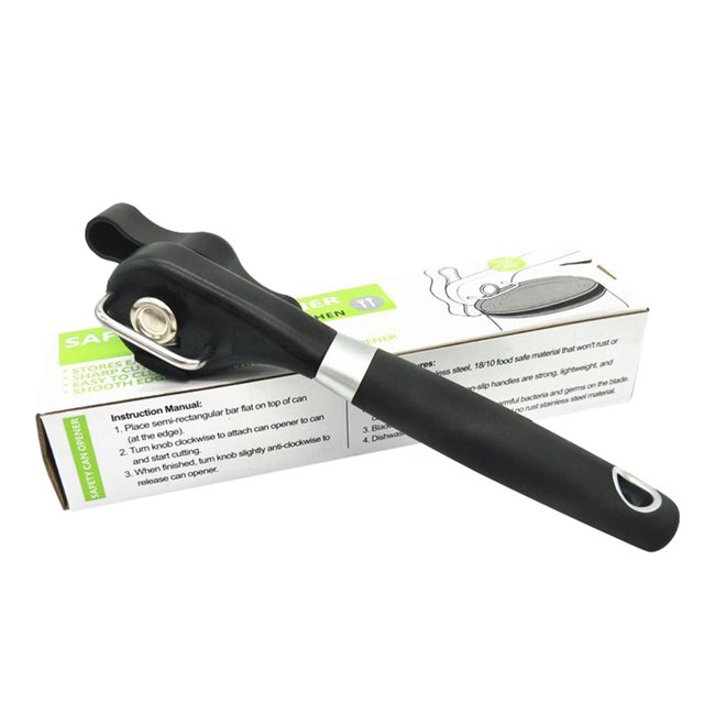 Billuyoard Herramienta de cocina profesional de plástico, abrelatas manual de seguridad, corte lateral, agarre fácil, cuchillo abrelatas Manual para tapa Cocina y Comedor K3 negro Billuyoard HA002023-03B