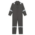thumbnail image 5 of MSemis Men's 100% Cotton Work Overalls Reflective Strips Jumpsuit Dustproof Dungarees Coveralls Grey 6XL/200, 5 of 7
