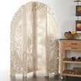thumbnail image 3 of DecMode 60" x 72" White Wood Floral Handmade Foldable Partition 4 Panel Room Divider Screen with Carved Designs, 1-Piece, 3 of 15