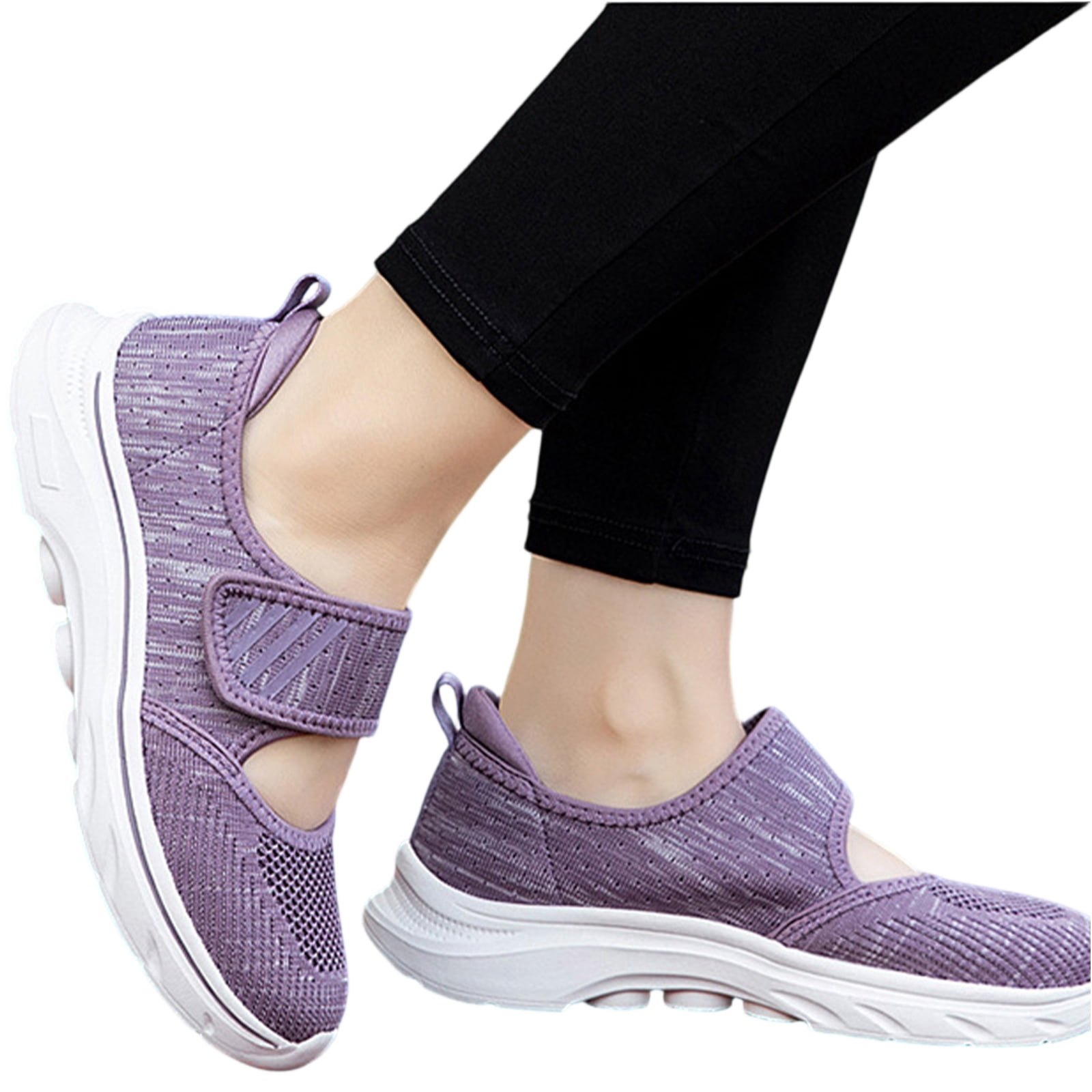 Lightweight Athletic Sport Walking Shoes for Women's Woven Breathable Soft Sole Shoes Orthopedic Shoes Outdoor Hiking Mesh Up Knit Stretch Slip on Casual Orthopedic Sneakers for Women