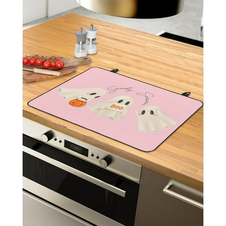 

Pink Halloween Ghost Stove Top Covers for Electric Stove Heat Insulation Fireproof Glass Cooktop Cover Counter Top Glass Stove Cover for Prevent Scratches 36 x21 Watercolor White Ghost